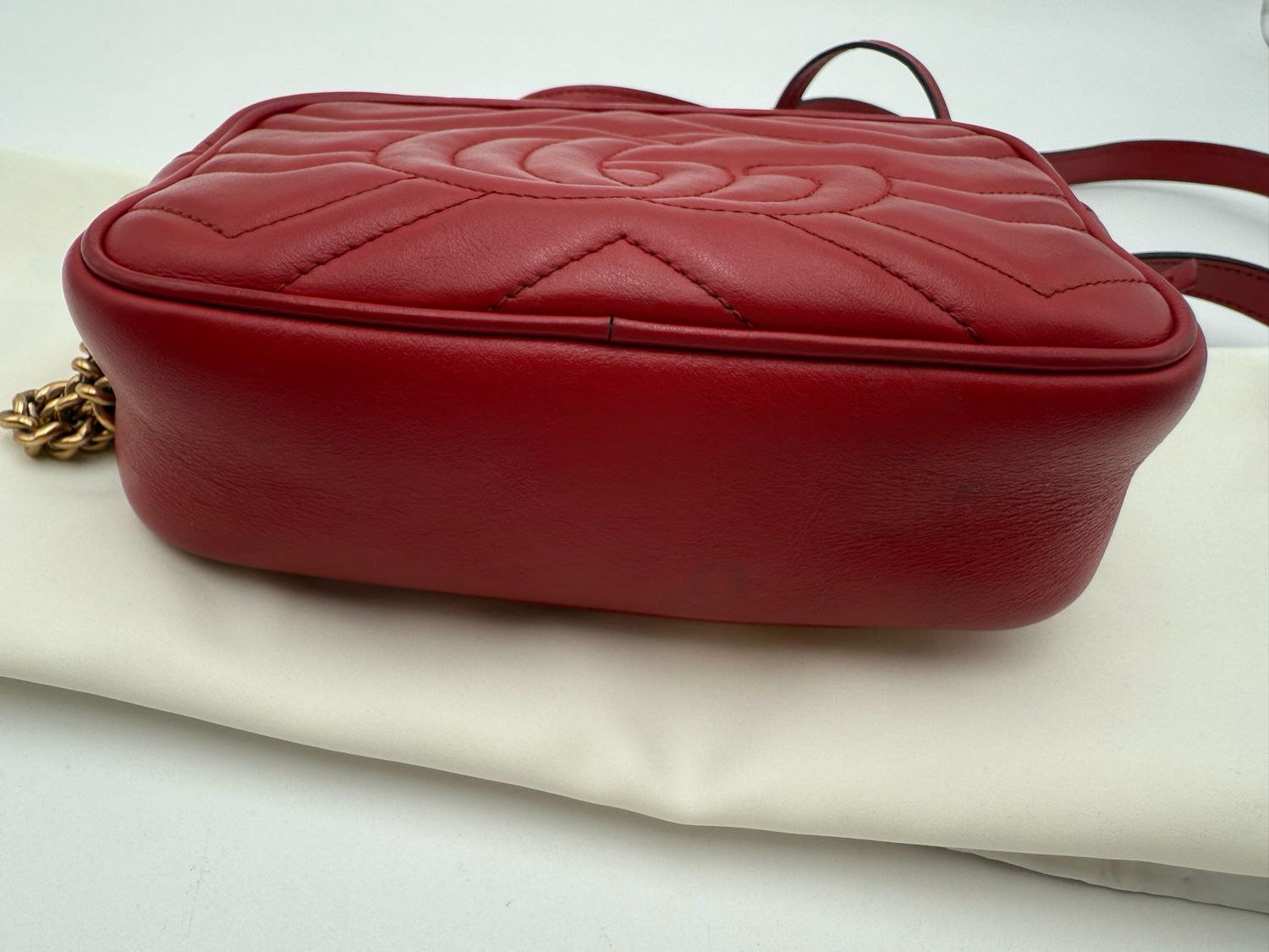 Gucci Mini Marmont Red Crossbody Messenger Bag