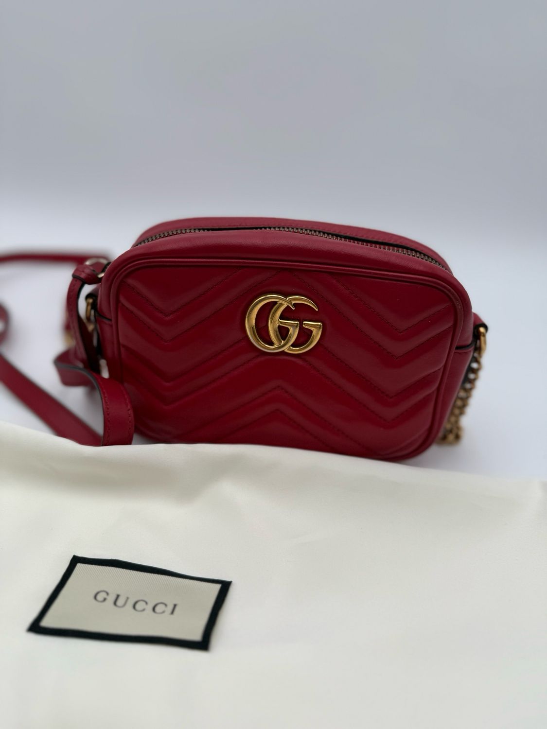 Gucci Mini Marmont Red Crossbody Messenger Bag