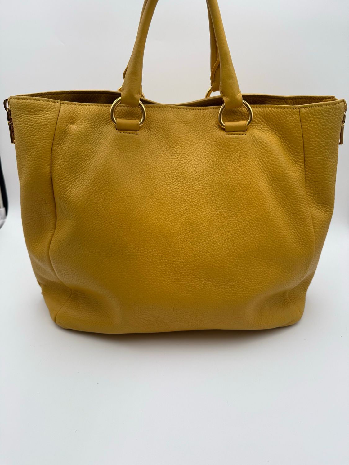 Prada Vitello Daino Side Zippers Convertible Shopper Large Tote