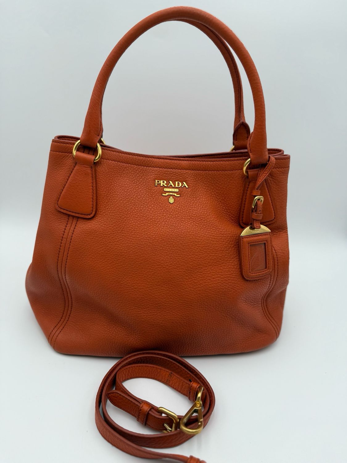 Prada Vitello Daino Convertible Shopper Tote Medium Crossbody Messenger