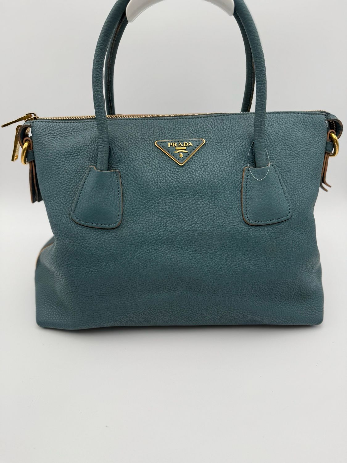 Prada Vitello Daino Grained Side Zippers Tote
