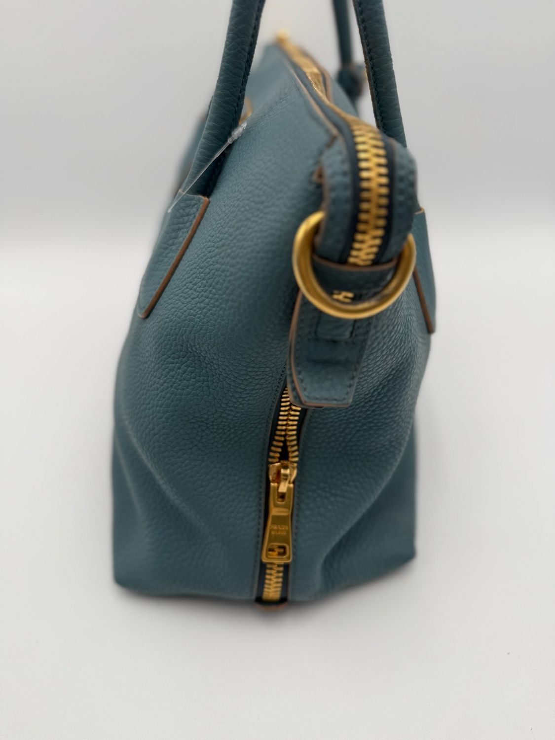 Prada Vitello Daino Grained Side Zippers Tote
