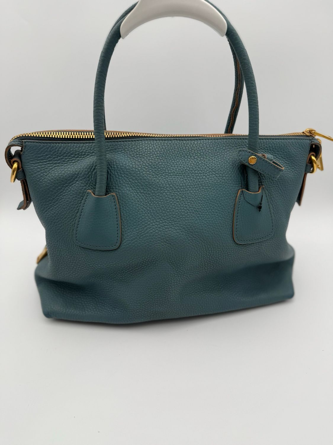 Prada Vitello Daino Grained Side Zippers Tote