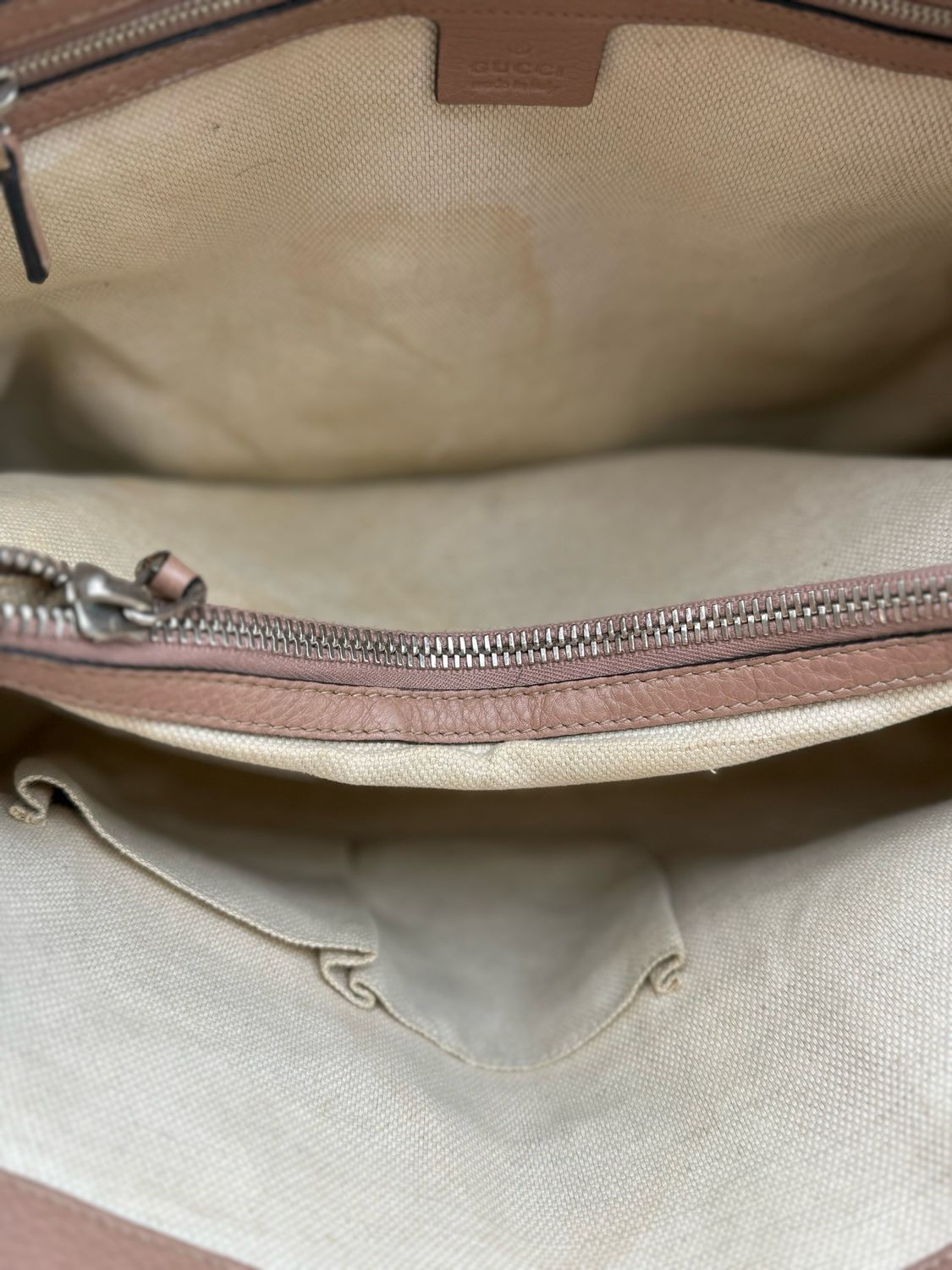 Gucci Monogram Canvas Bamboo Shopper Tote Large