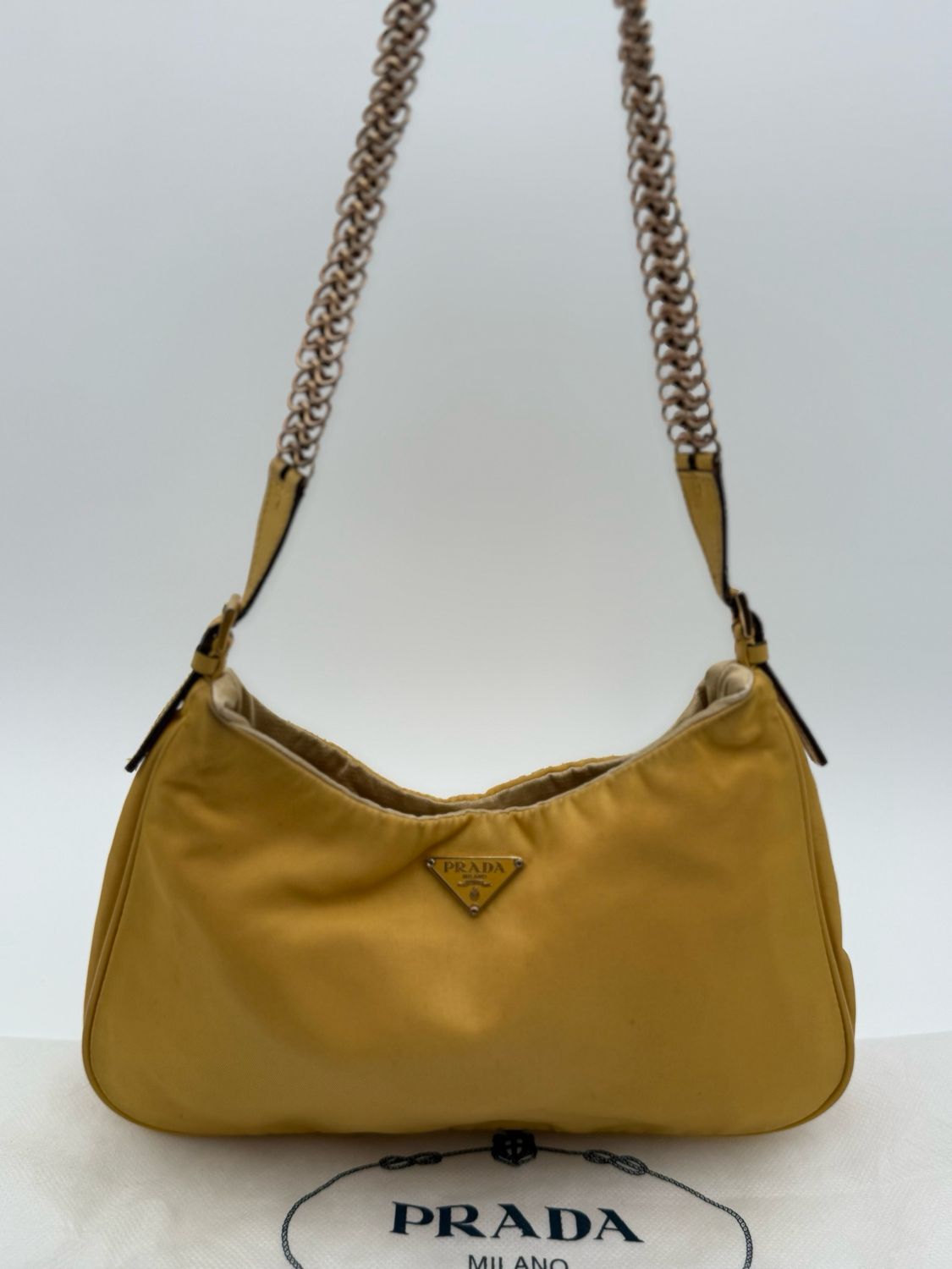 Prada Pochette Nylon Tessuto Chain Strap Hobo Shoulder Bag