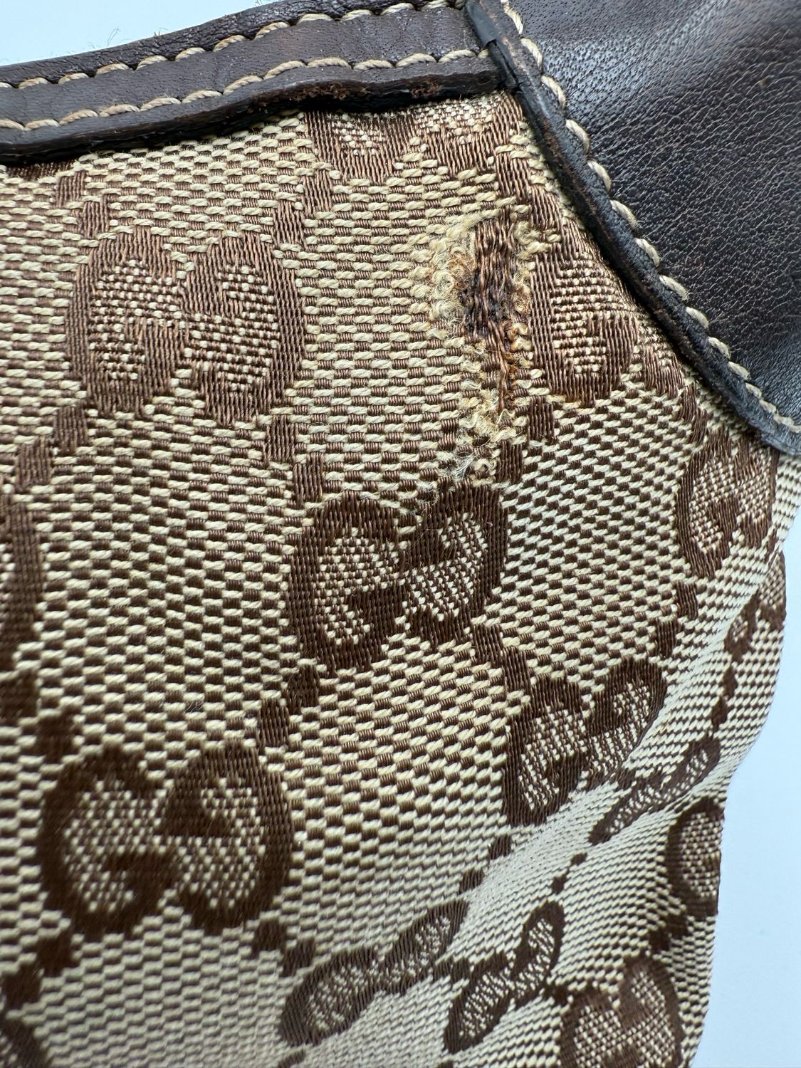 Gucci Monogram Canvas Pochette Web Zipper Hobo
