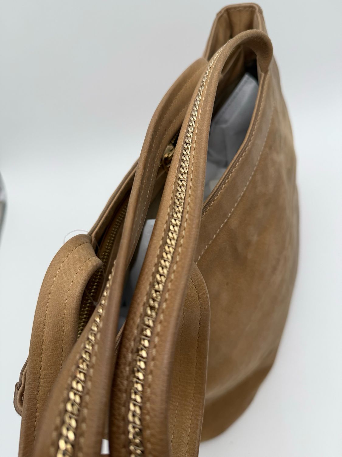 Fendi Tote Shoulder Bag Suede Nude