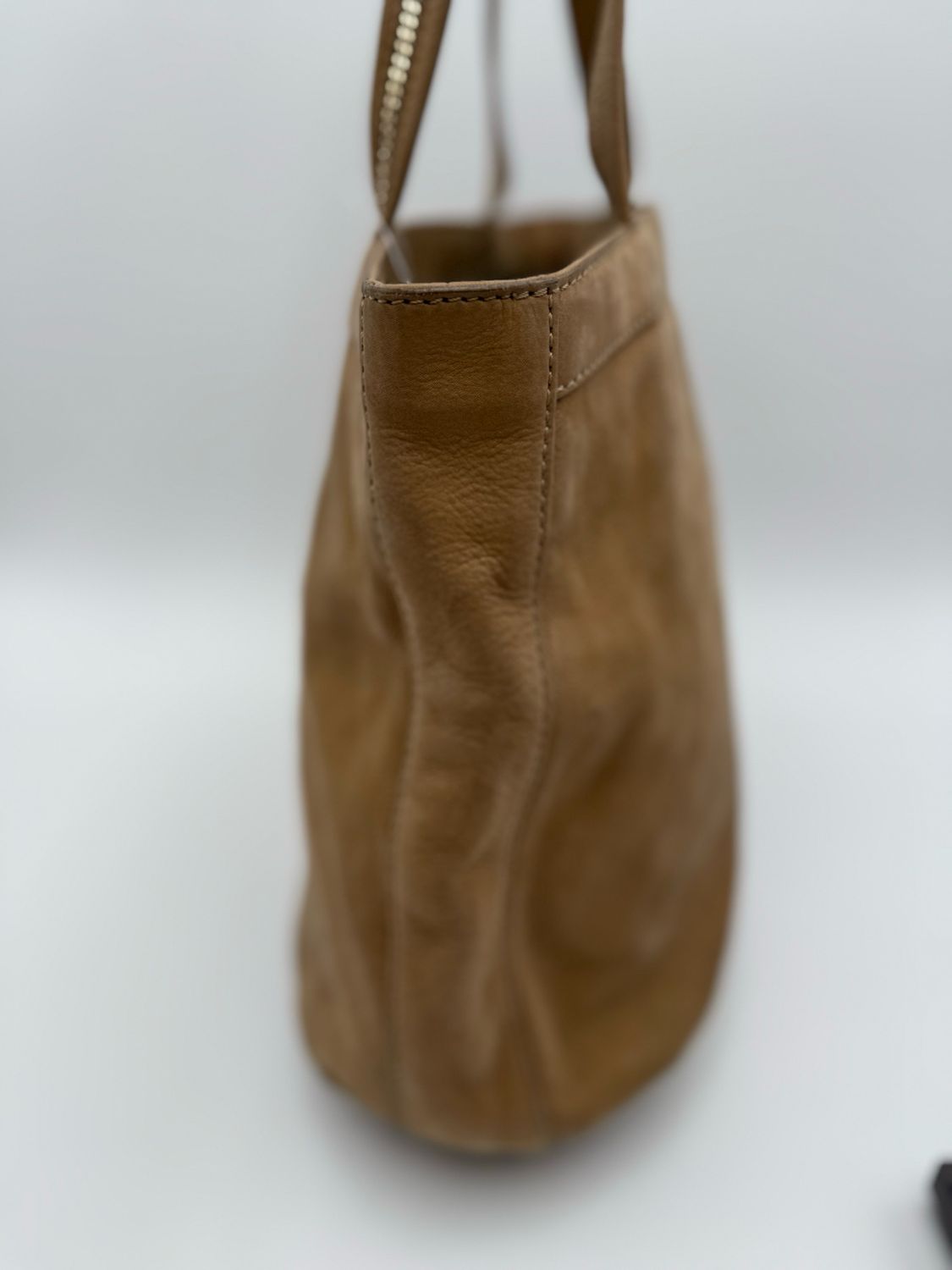 Fendi Tote Shoulder Bag Suede Nude