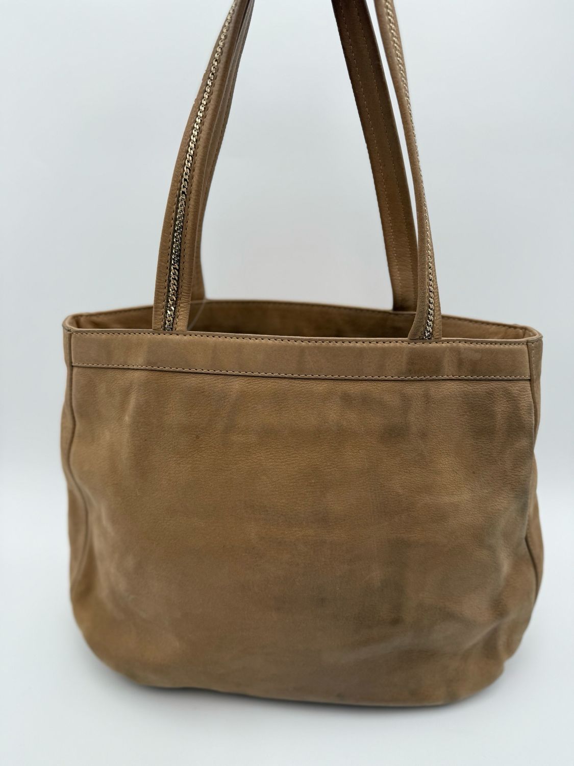 Fendi Tote Shoulder Bag Suede Nude
