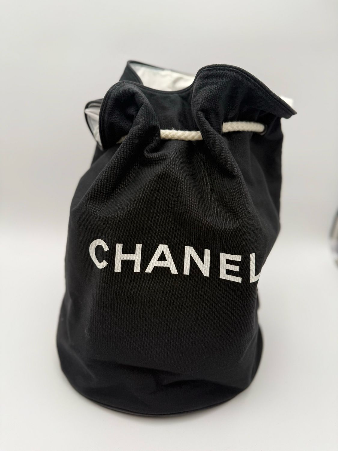 Chanel Drawstring Backpack Canvas Black
