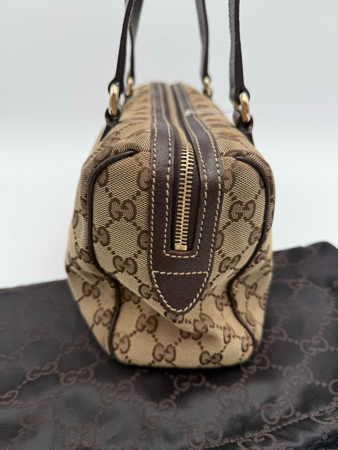 Gucci Monogram Canvas Bowler Boston Tote