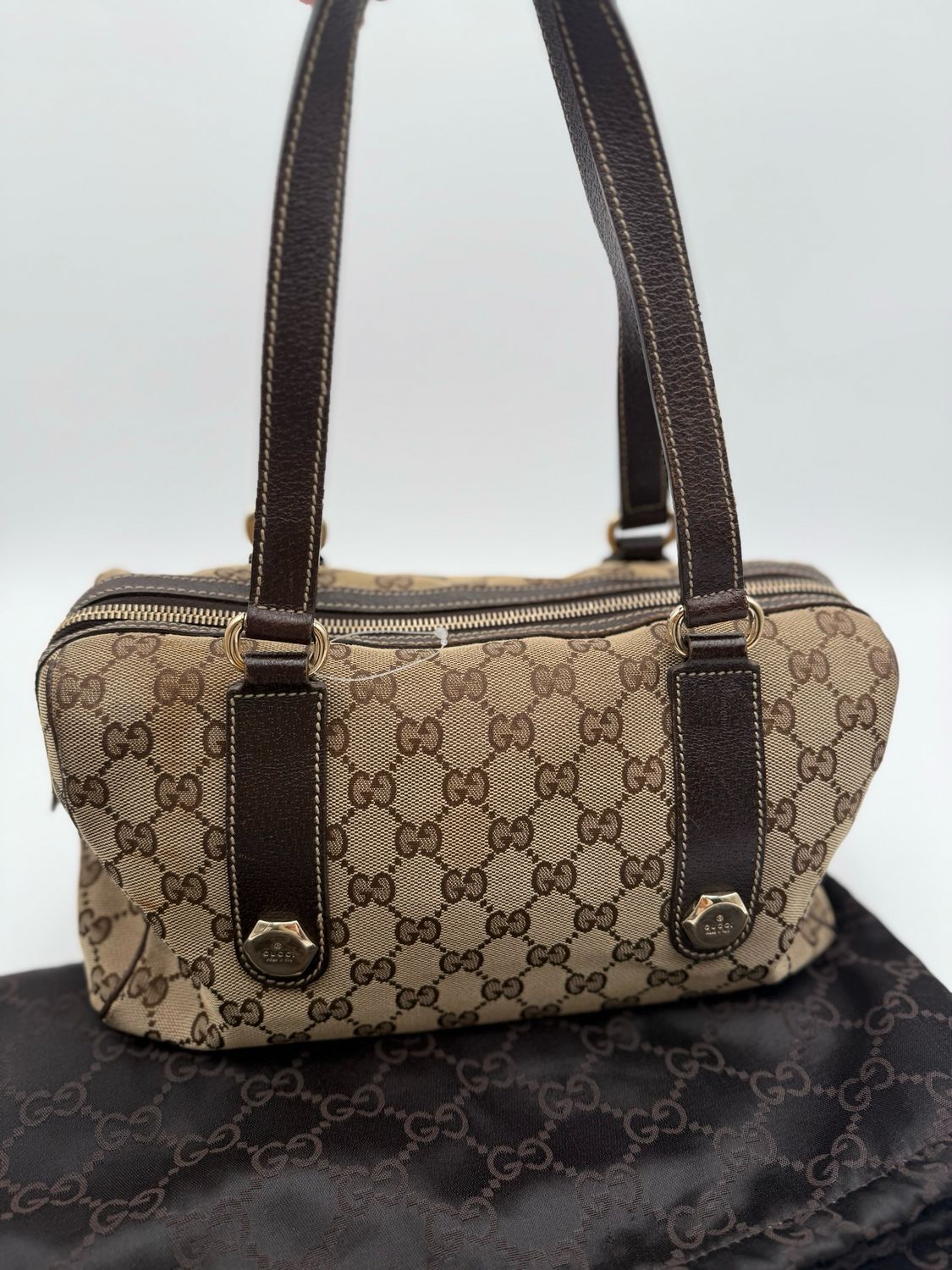 Gucci Monogram Canvas Bowler Boston Tote
