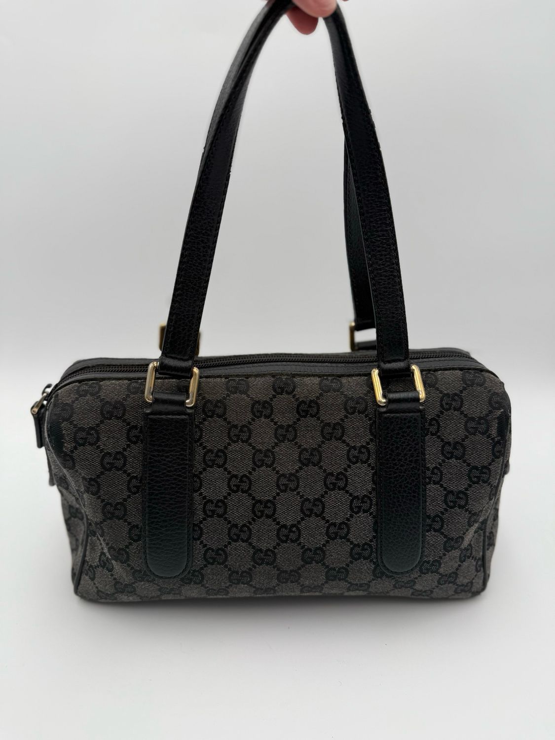 Gucci Monogram Bowler Boston Tote Handbag