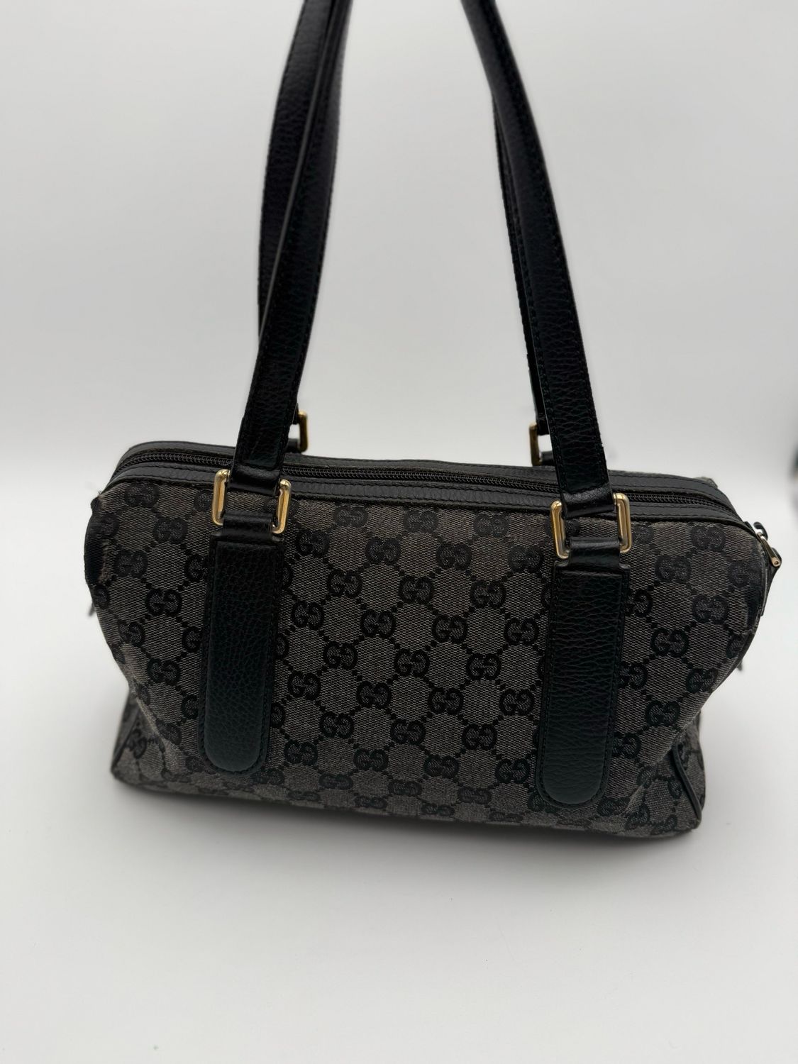 Gucci Monogram Bowler Boston Tote Handbag