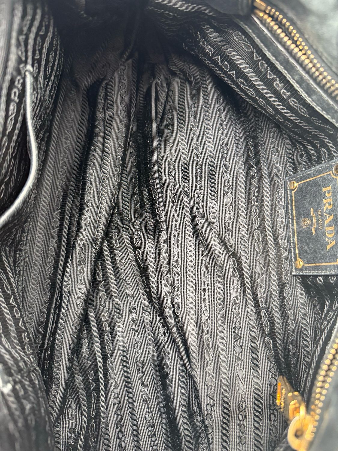 Prada Nappa Leather Gaufre Black Handbag Top Handle