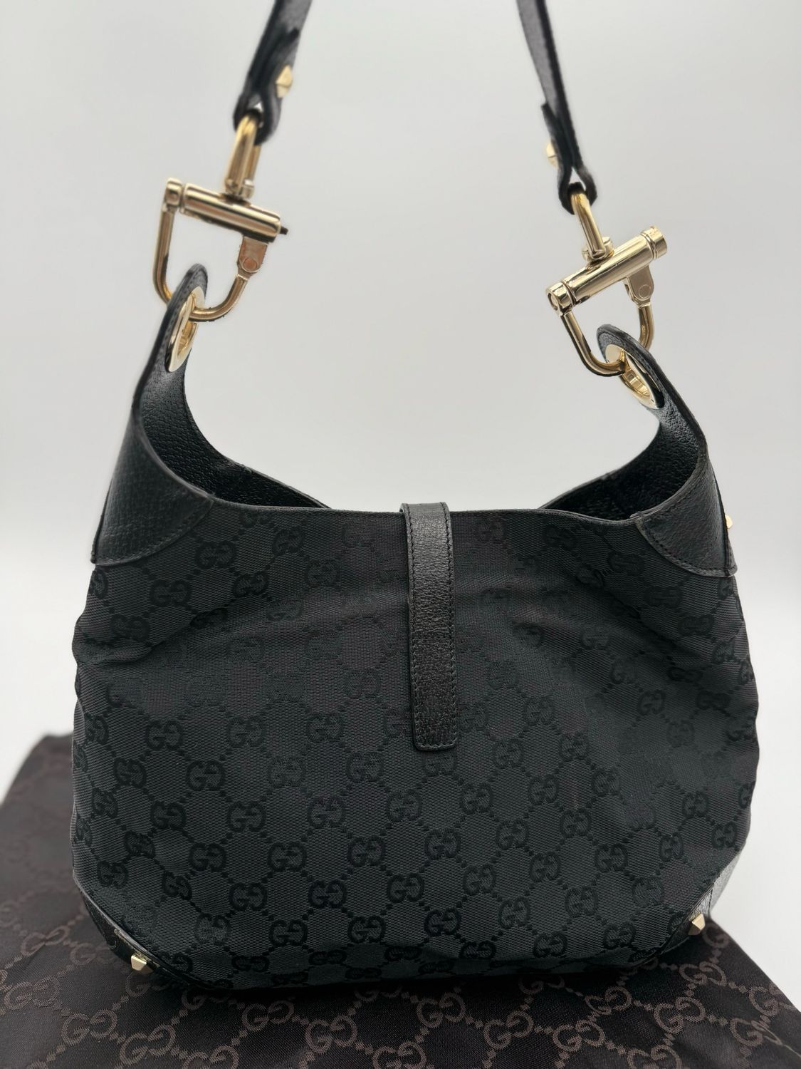 Gucci Vintage Hobo Monogram Jackie Piston Lock Shoulder