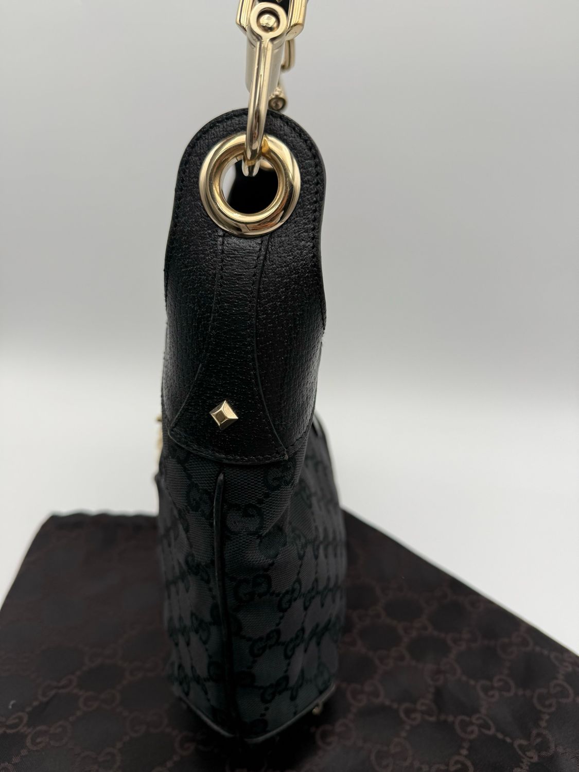 Gucci Vintage Hobo Monogram Jackie Piston Lock Shoulder