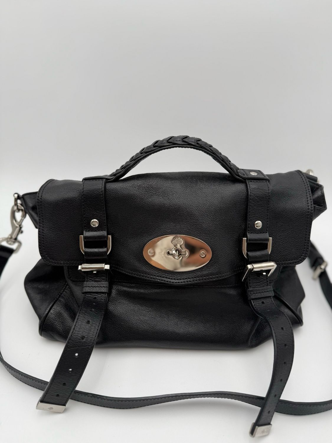 Mulberry Alexa Satchel Leather Crossbody Messenger Black