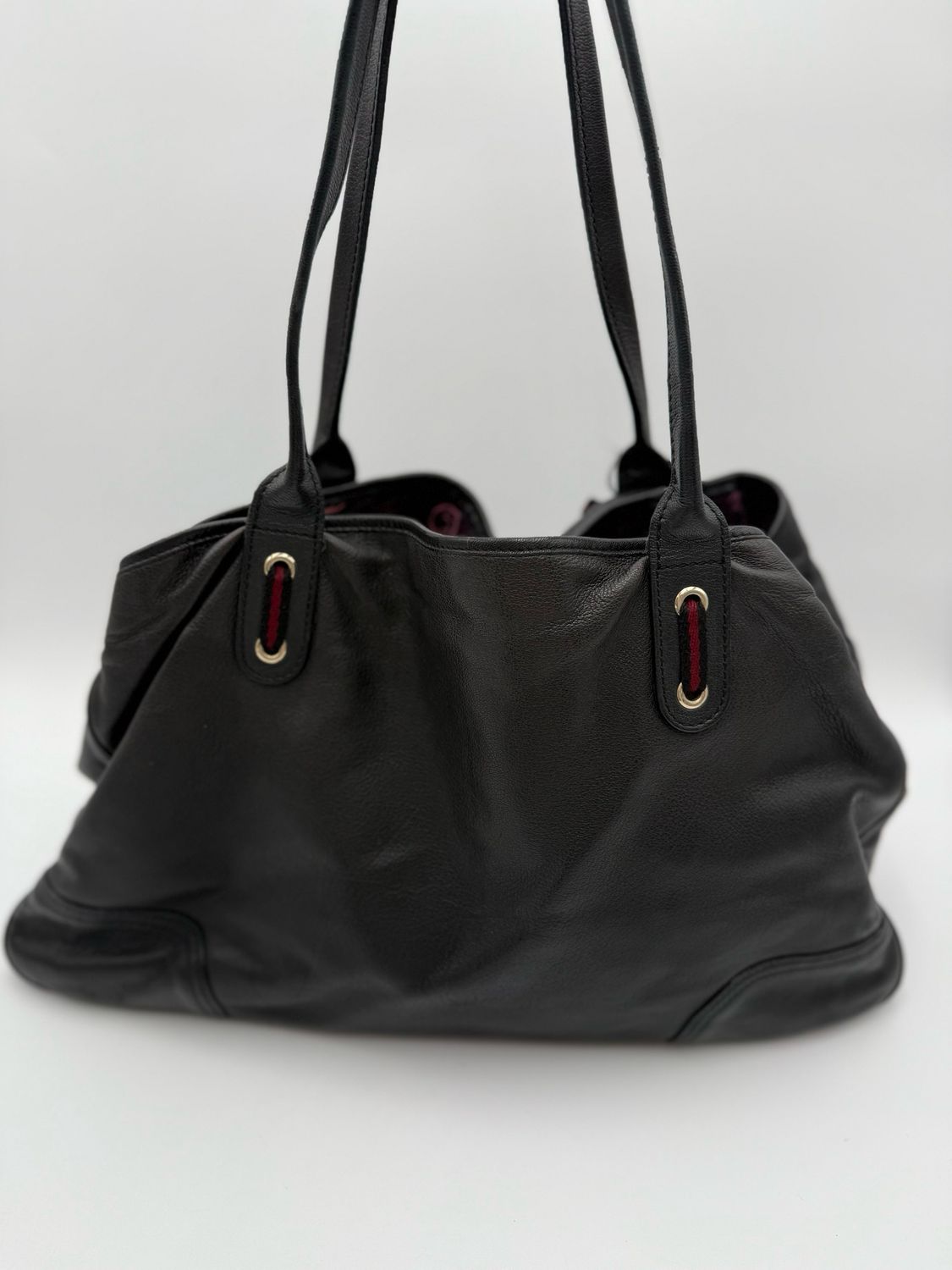 Gucci Princy Tote Leather Large Shoulder Bag Black