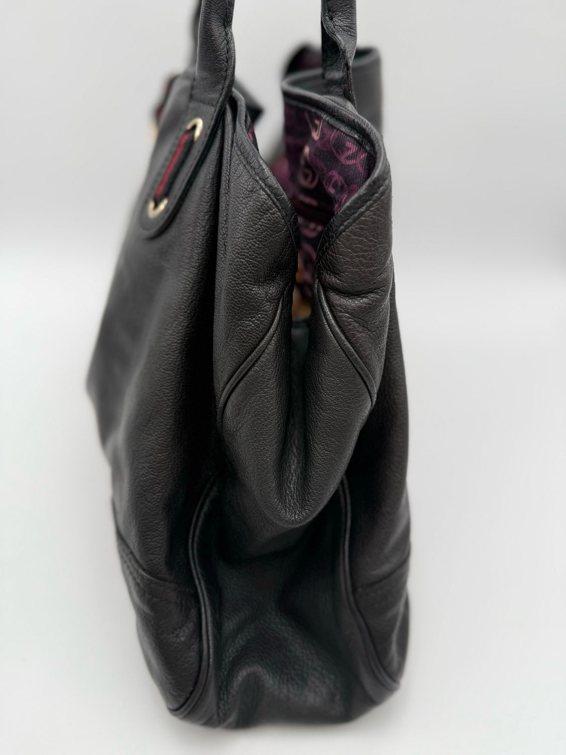 Gucci Princy Tote Leather Large Shoulder Bag Black