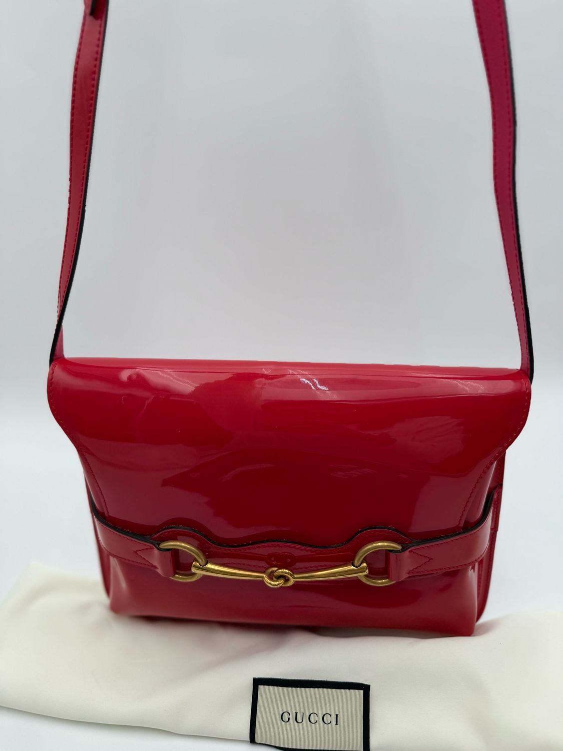 Gucci Patent Horsebit Shoulder Bag Crossbody Messenger