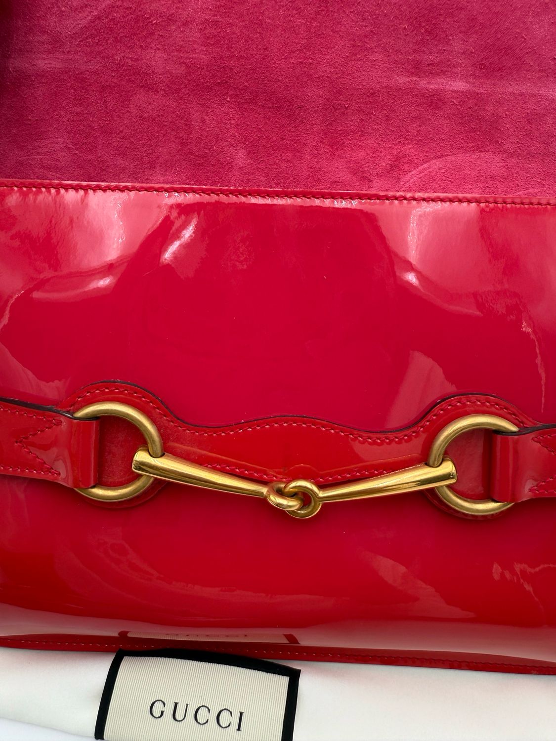 Gucci Patent Horsebit Shoulder Bag Crossbody Messenger