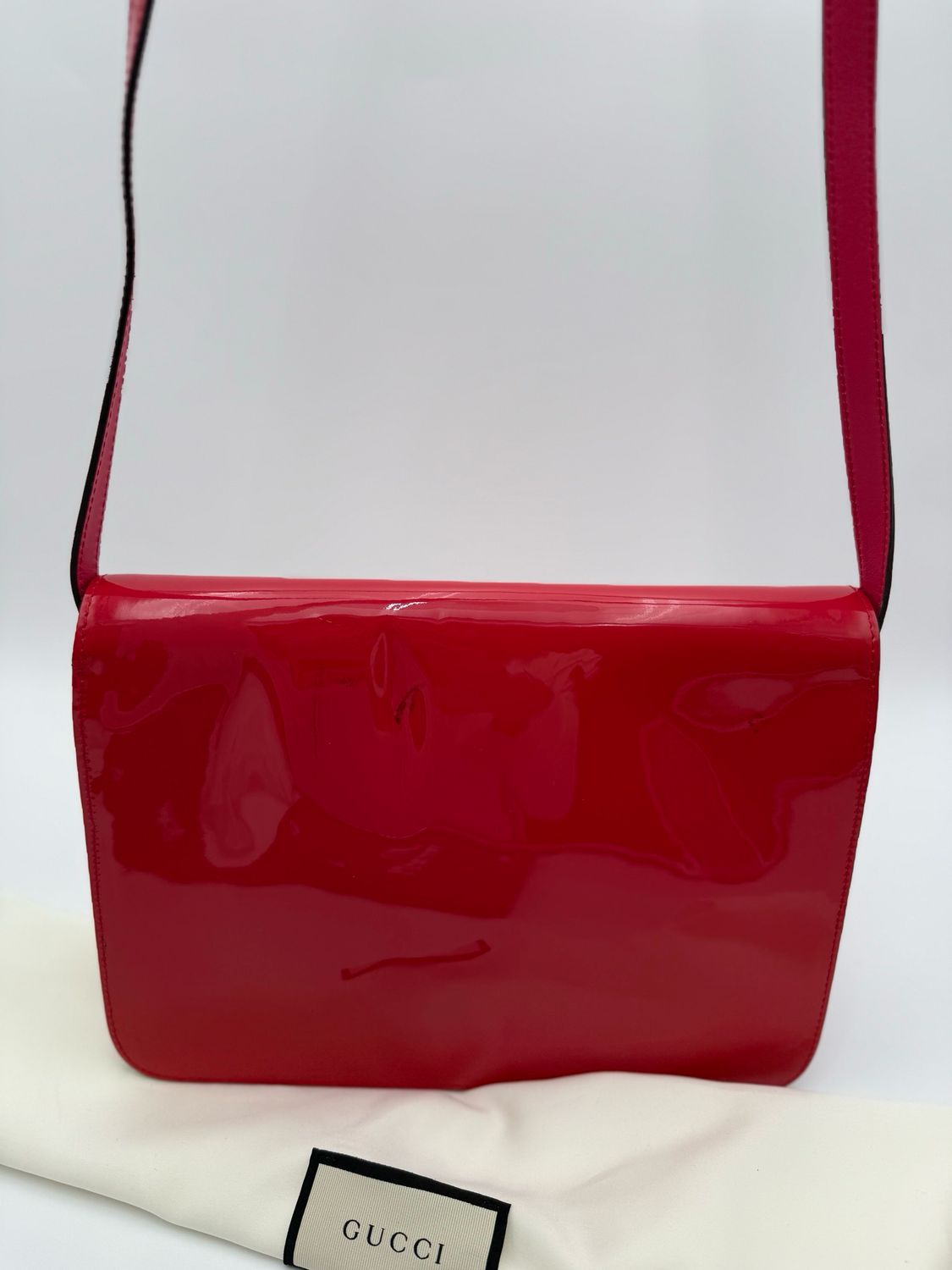 Gucci Patent Horsebit Shoulder Bag Crossbody Messenger