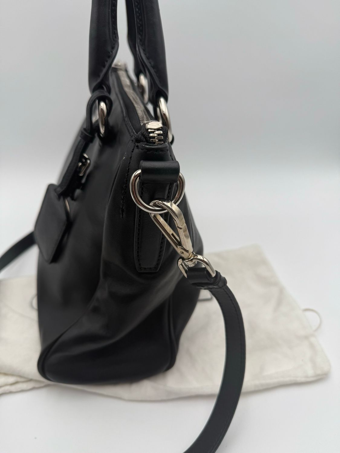 Prada Black Convertible Double Zipper Two Way Messenger Bag