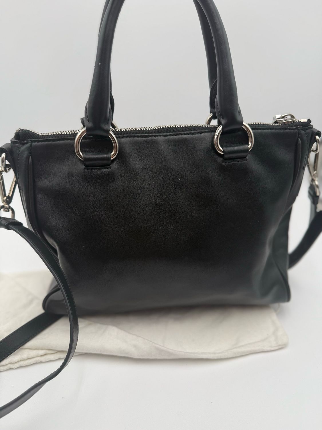 Prada Black Convertible Double Zipper Two Way Messenger Bag