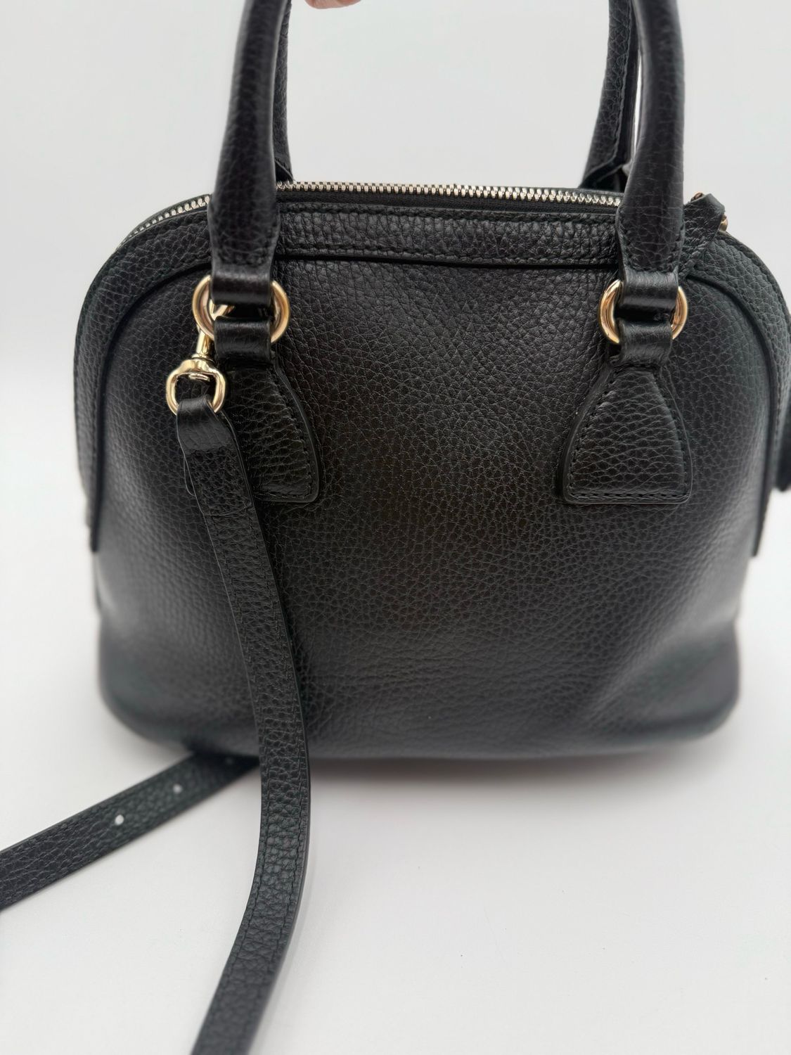 Gucci Dollar Pebbled Leather Dome Small Satchel Crossbody