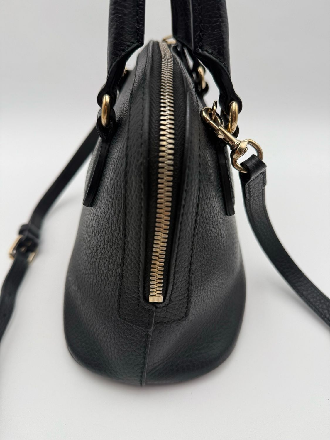 Gucci Dollar Pebbled Leather Dome Small Satchel Crossbody