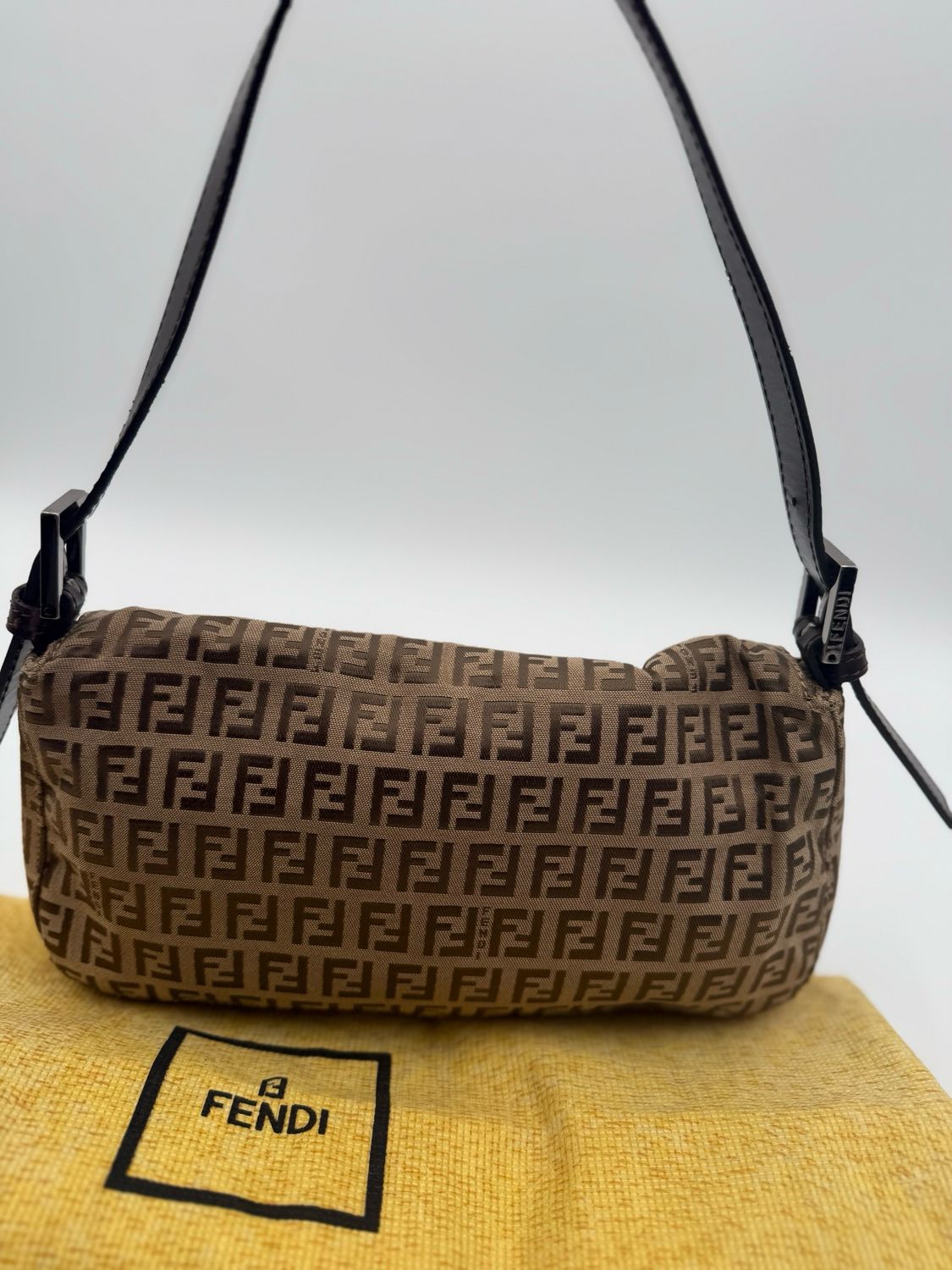Fendi Zucchino Hobo Flap Shoulder Bag