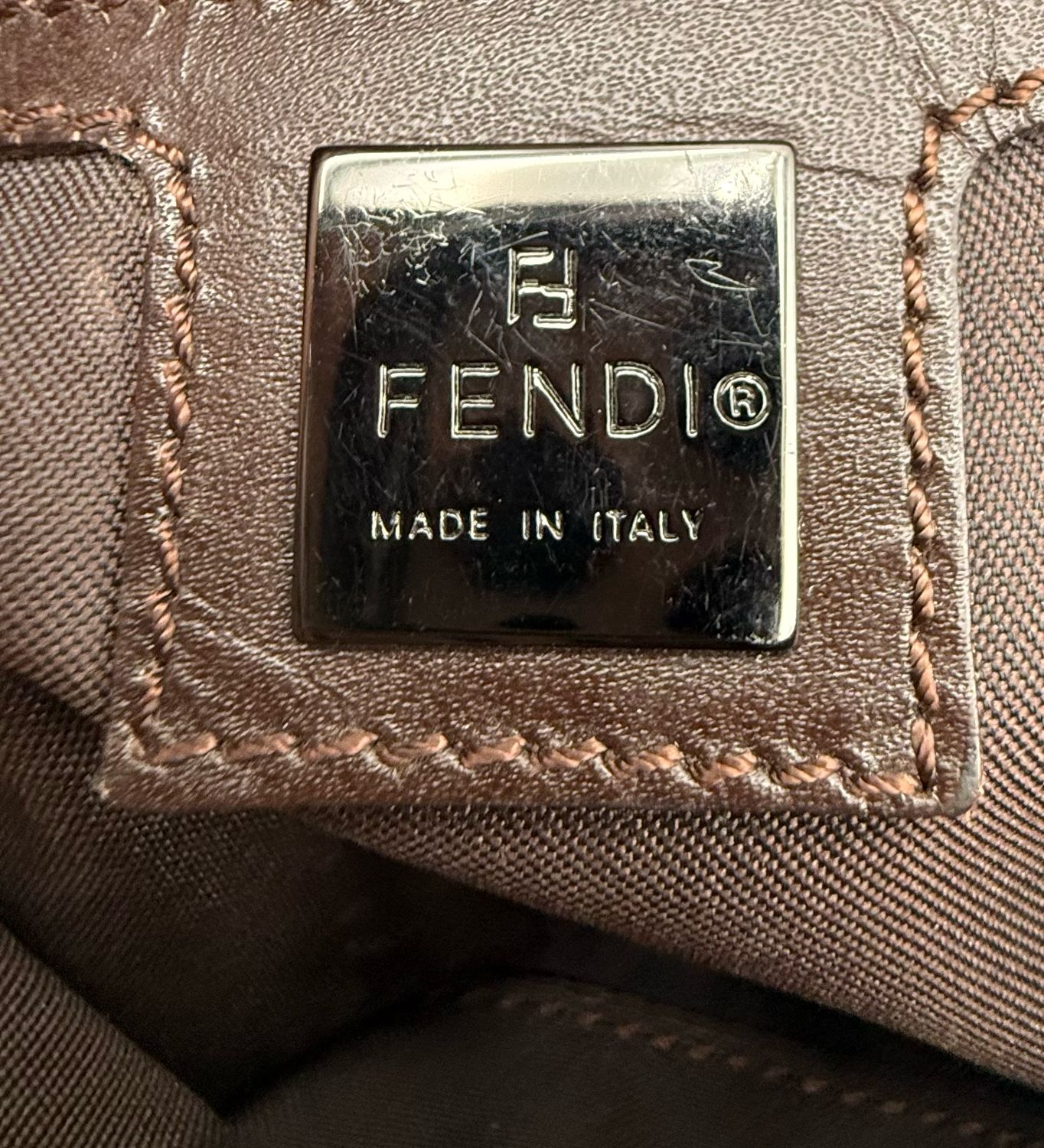 Fendi Zucchino Hobo Flap Shoulder Bag