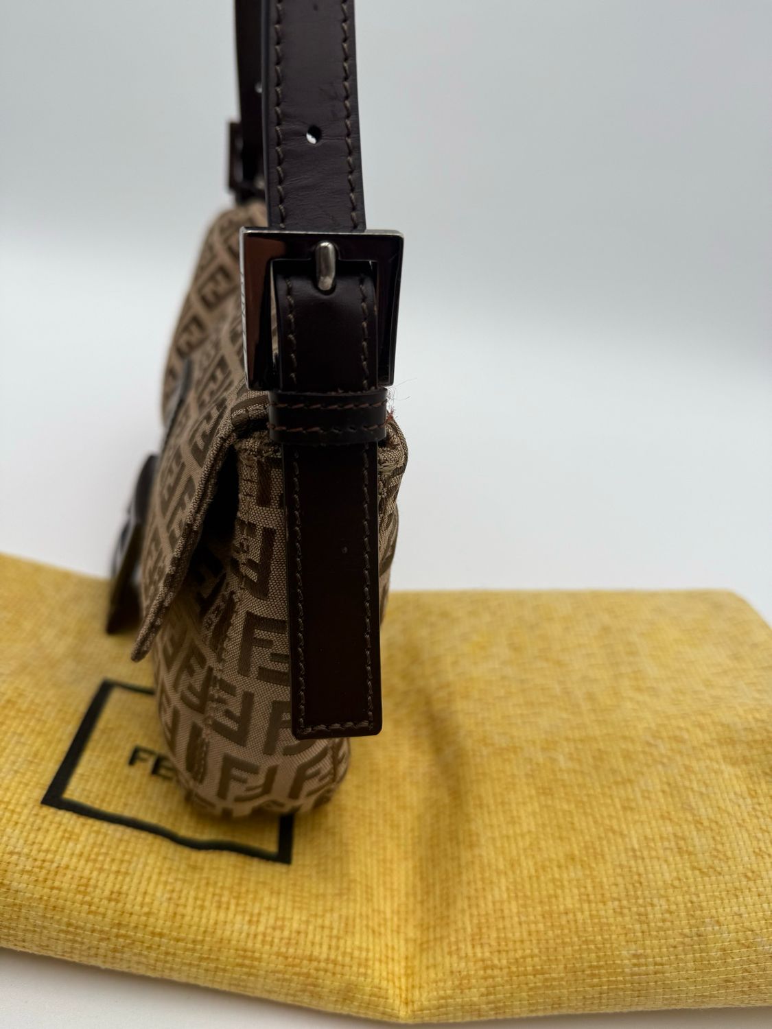 Fendi Zucchino Hobo Flap Shoulder Bag