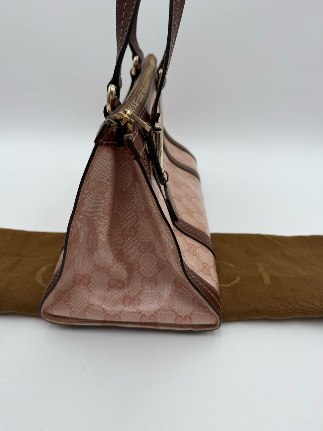 Gucci Crystal Duchessa Ribbon Zipper Tote Shoulder