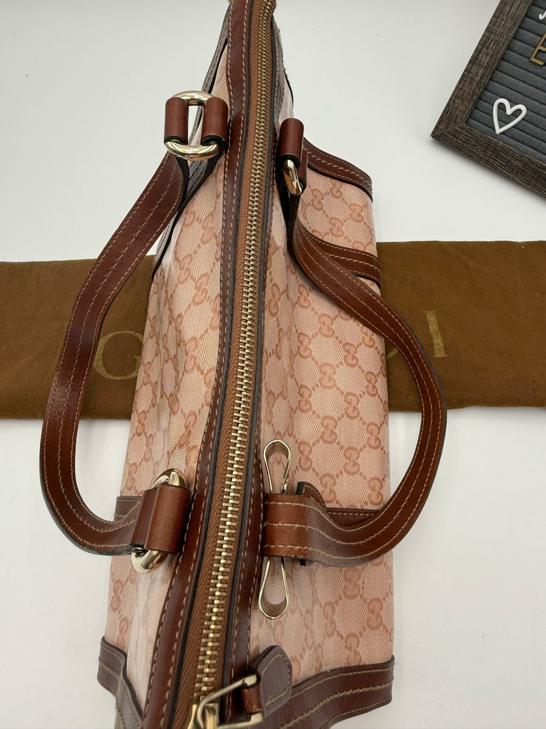 Gucci Crystal Duchessa Ribbon Zipper Tote Shoulder