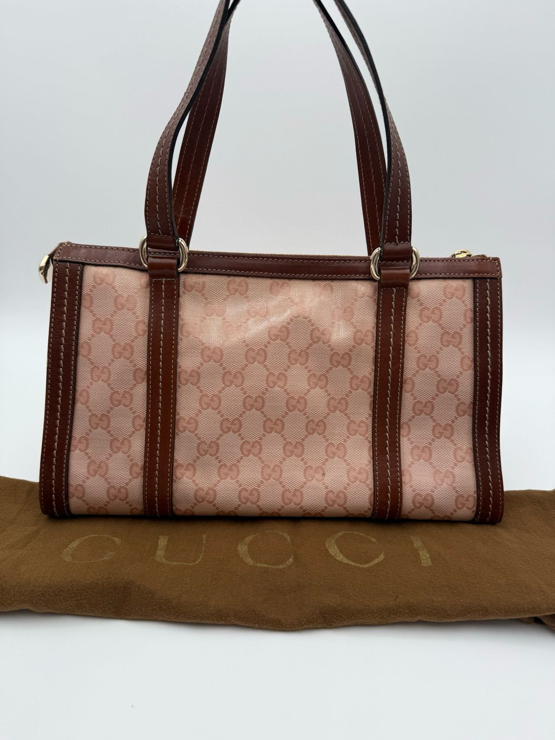 Gucci Crystal Duchessa Ribbon Zipper Tote Shoulder