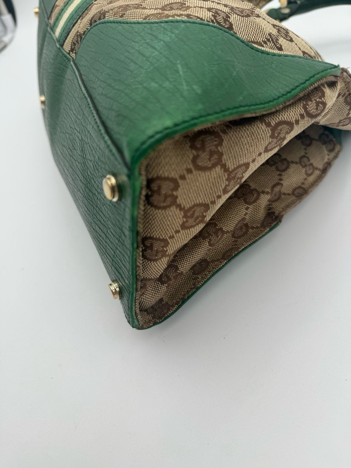 Gucci Junco Web Tote Shoulder Bag Monogram Canvas