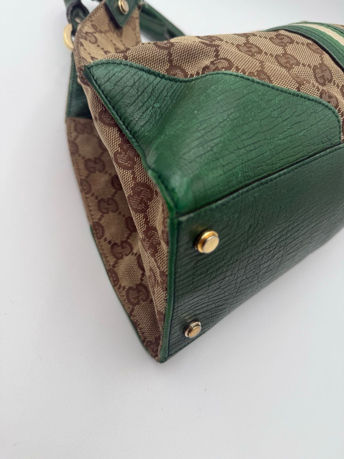 Gucci Junco Web Tote Shoulder Bag Monogram Canvas