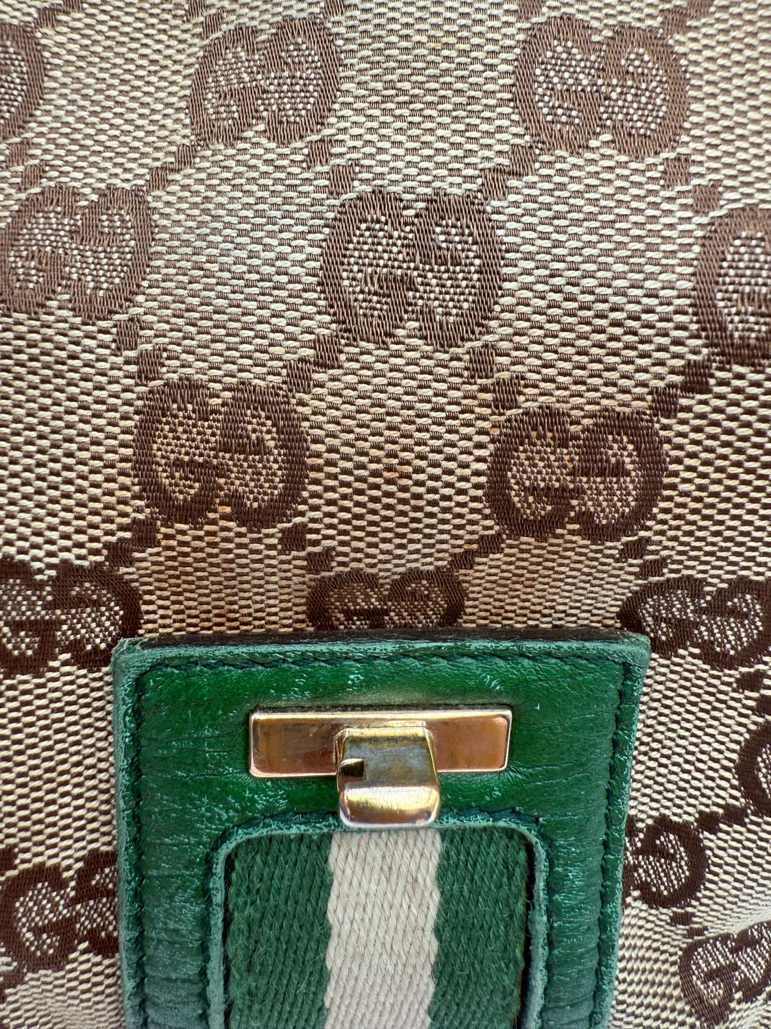 Gucci Junco Web Tote Shoulder Bag Monogram Canvas