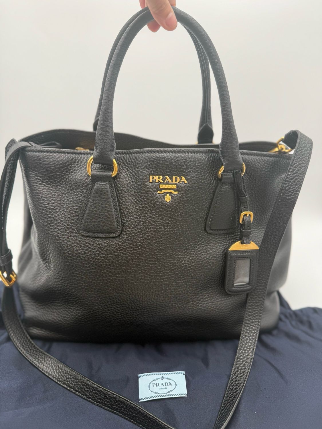 Prada Vitello Daino Messenger Crossbody Shopper Tote
