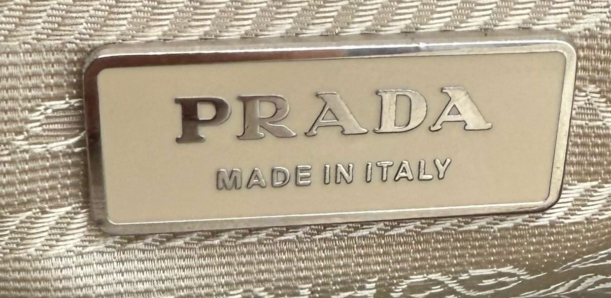 Prada Vitello Daino Bowler Print Tote Handbag