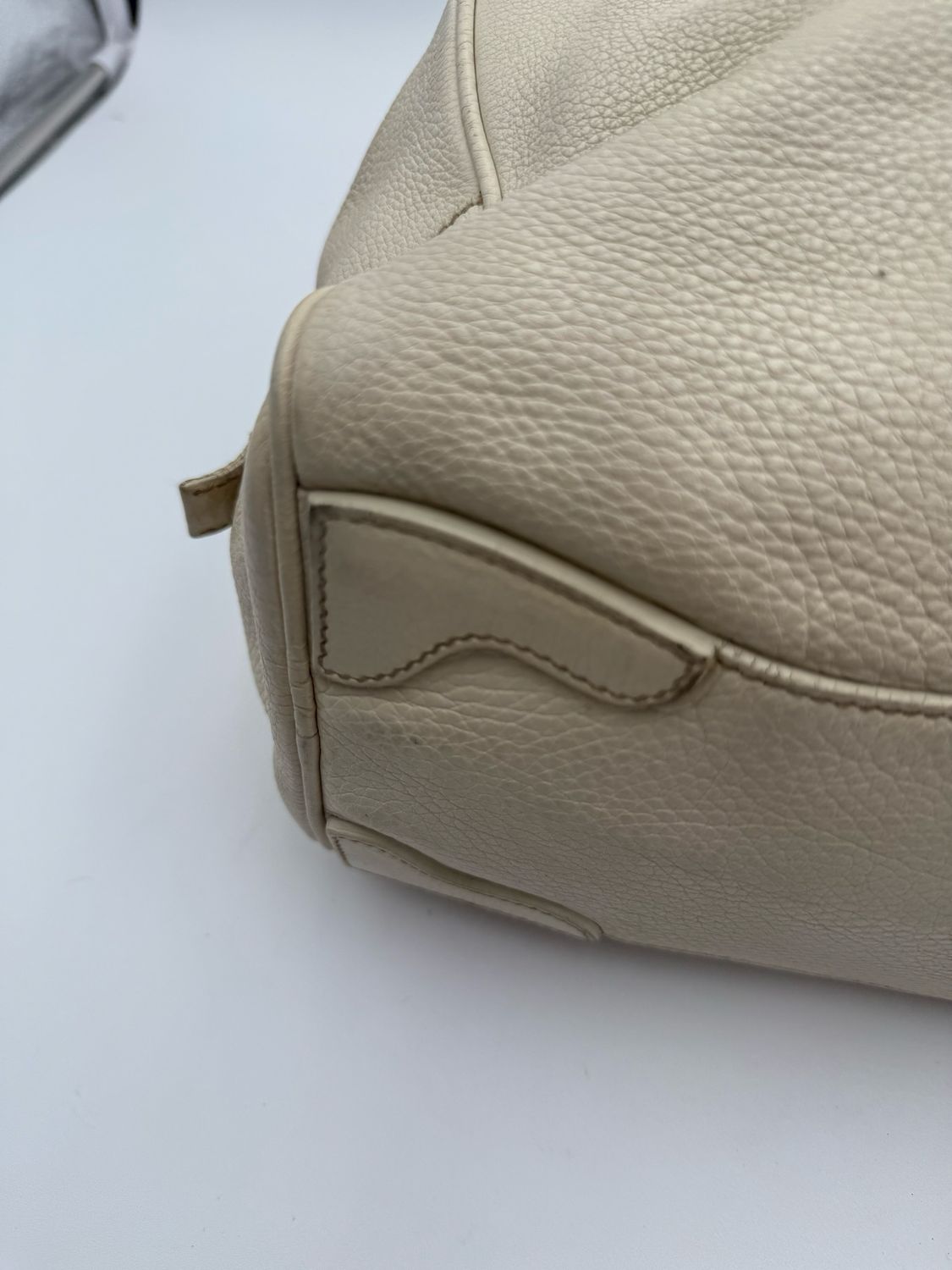 Prada Vitello Daino Bowler Print Tote Handbag