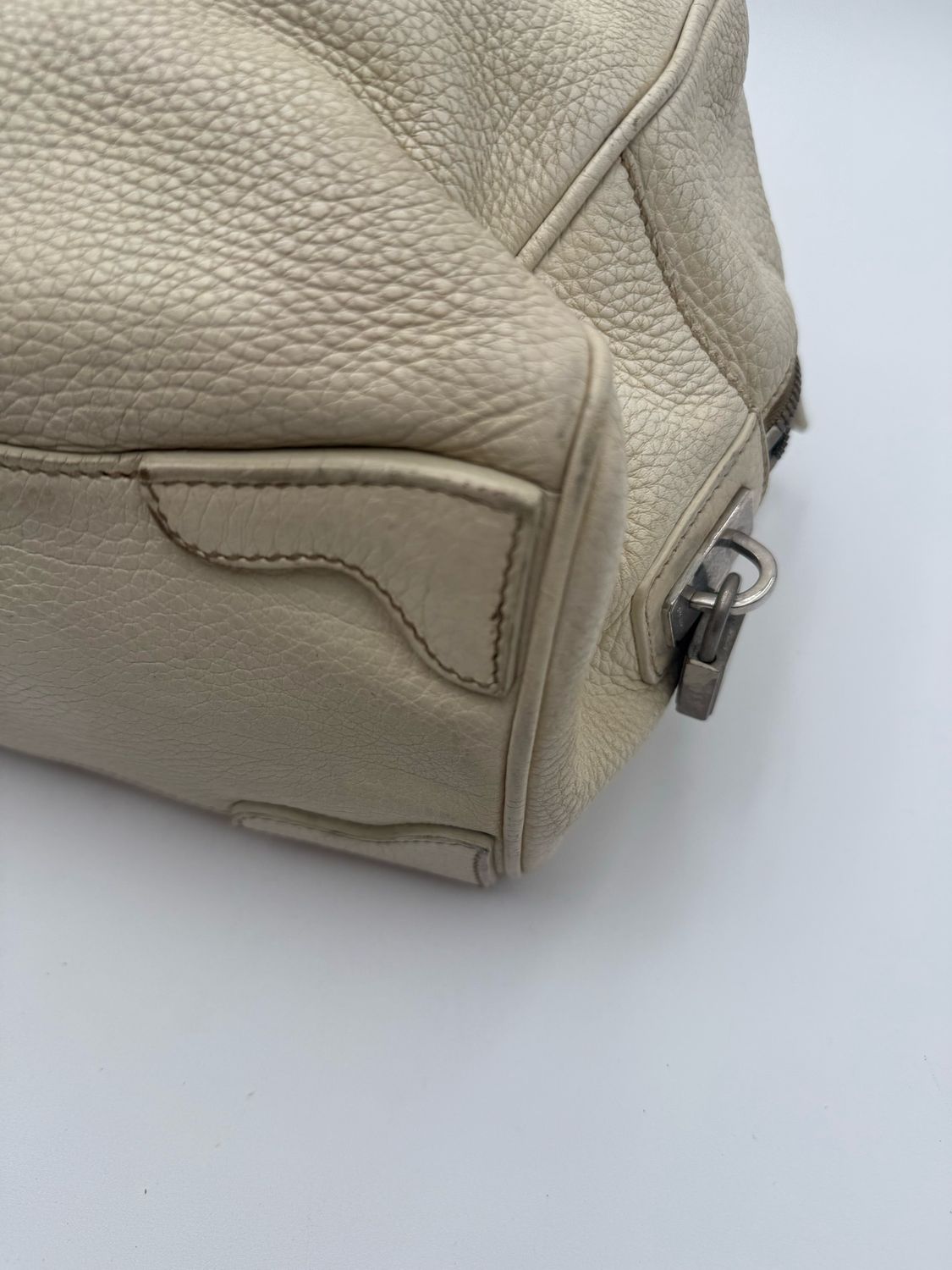 Prada Vitello Daino Bowler Print Tote Handbag