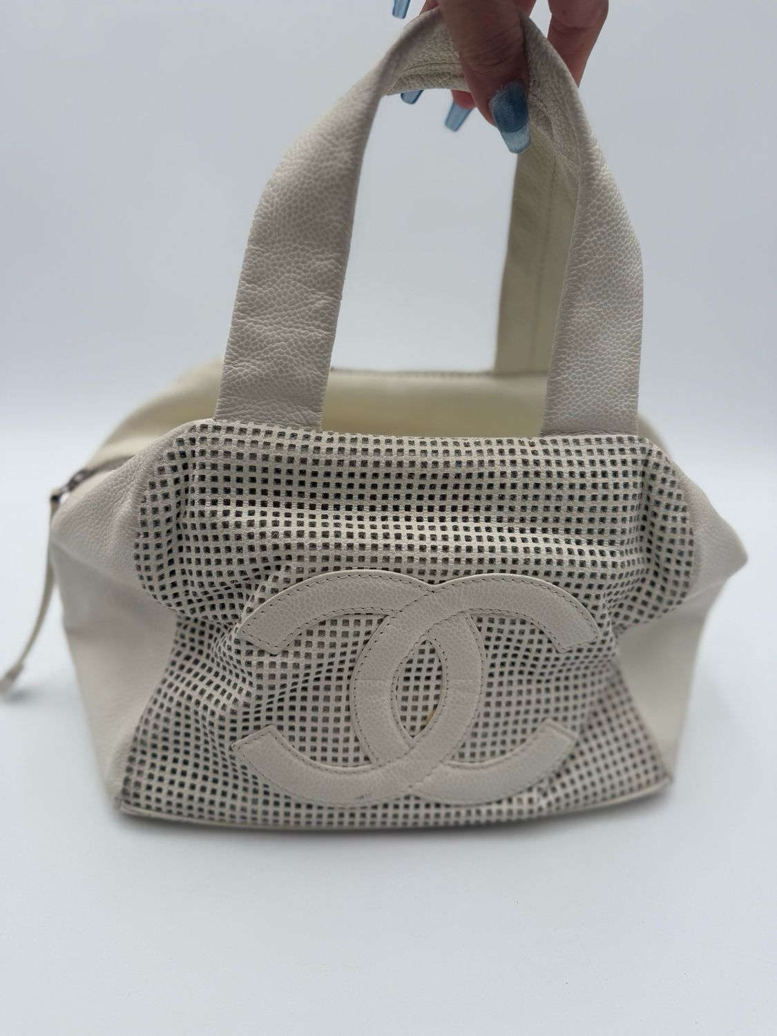 Chanel Perforated Small Bowler Handbag Satchel