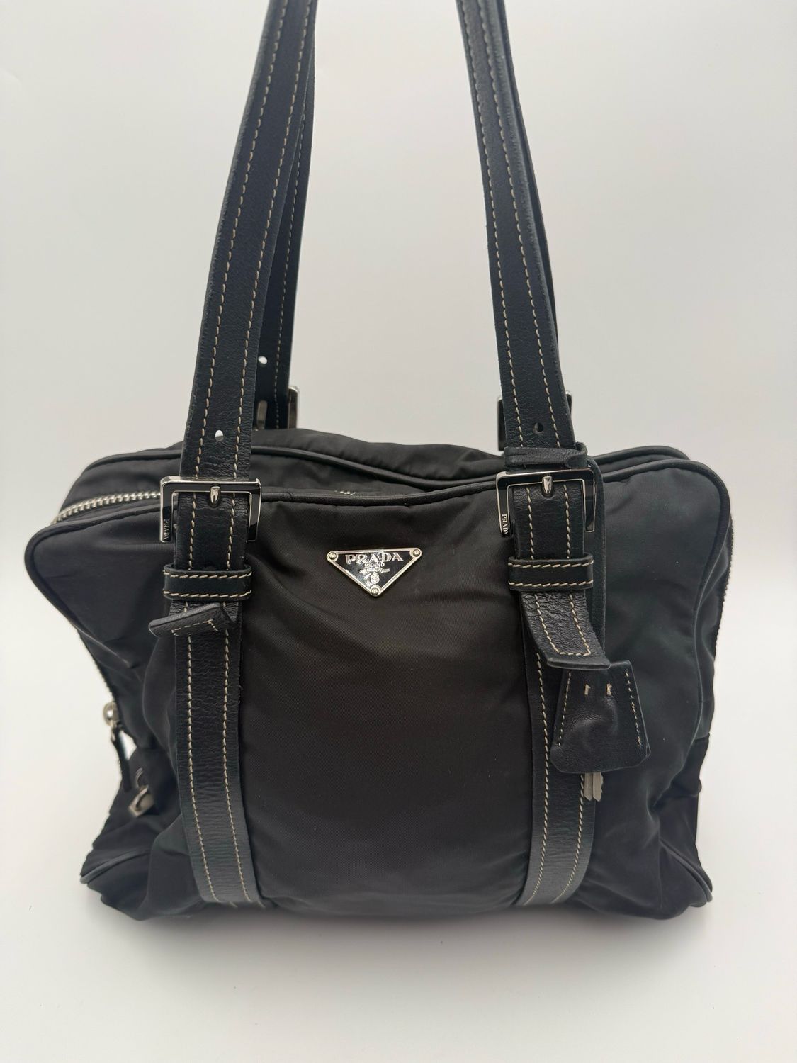 Prada Nylon Tessuto Handbag Shoulder Hydra Black