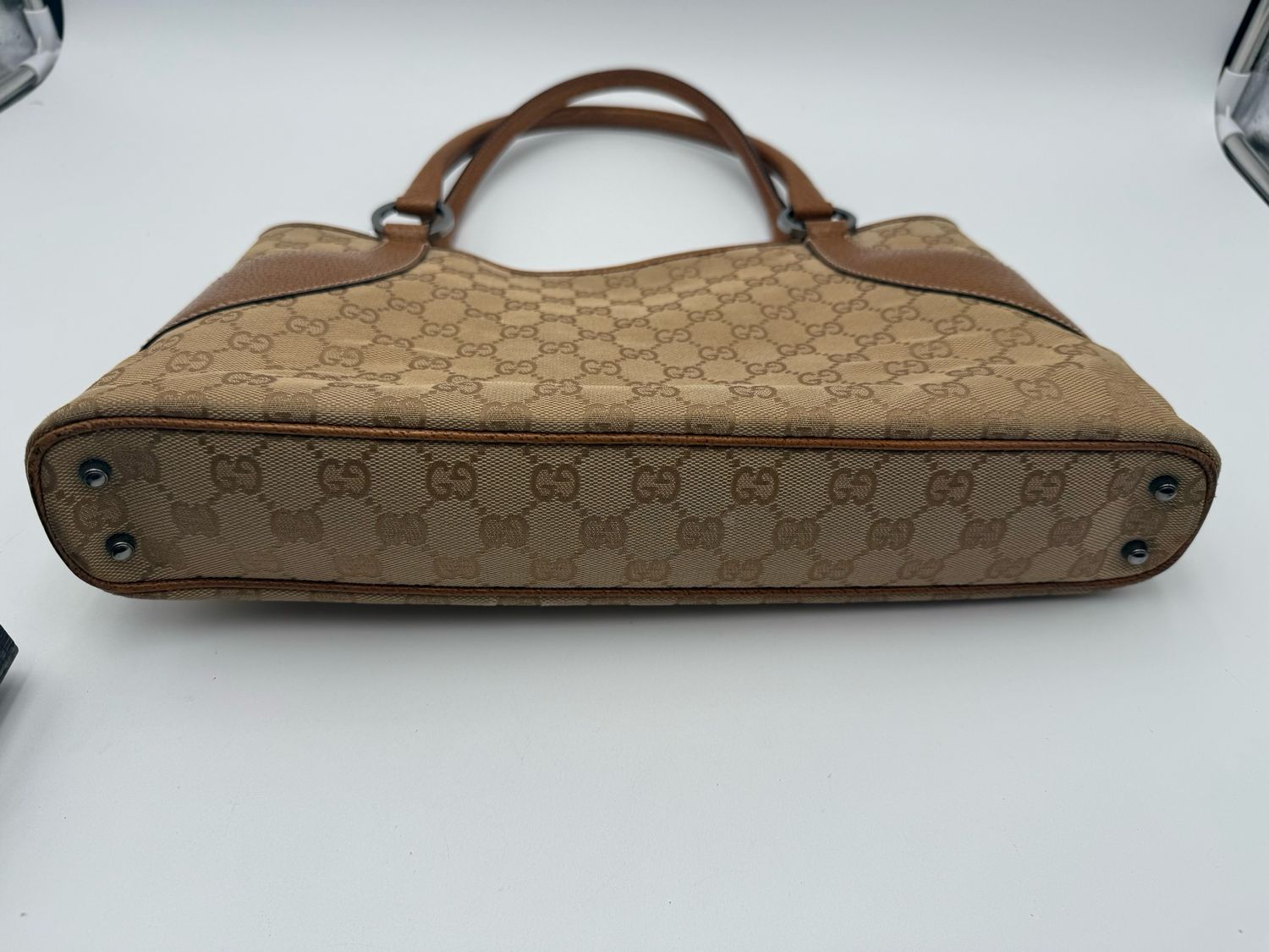 Gucci Monogram Canvas Medium Shoulder Bag Brown