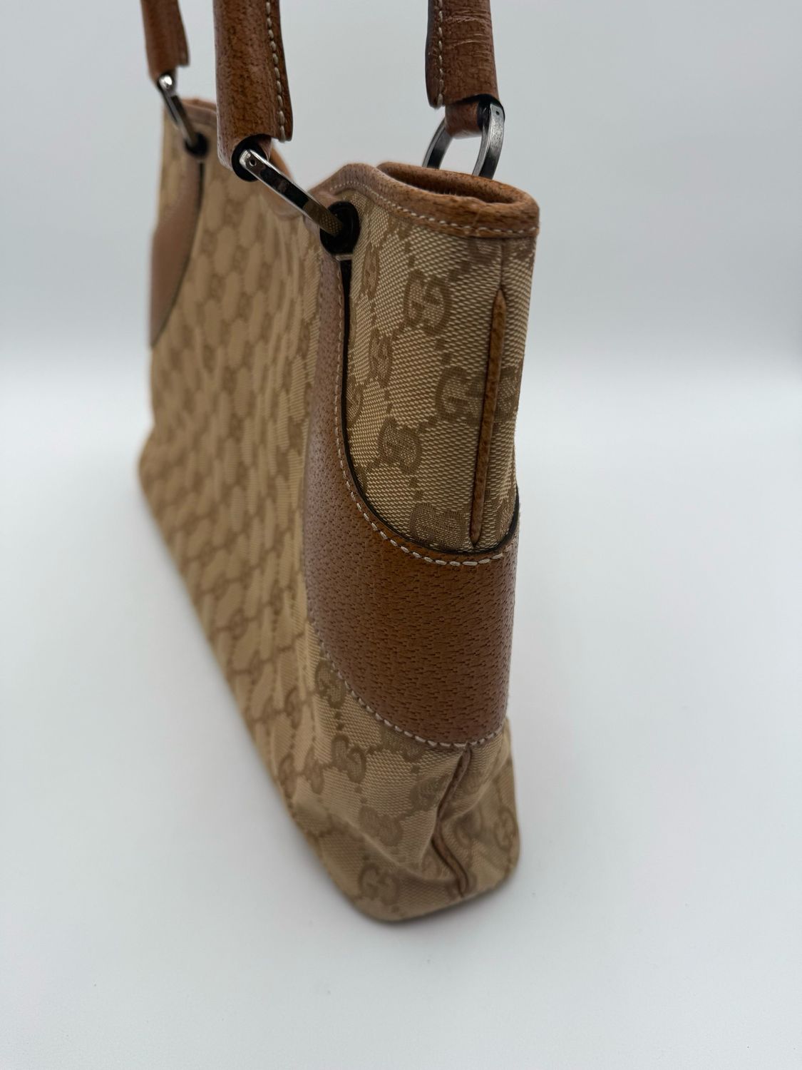 Gucci Monogram Canvas Medium Shoulder Bag Brown