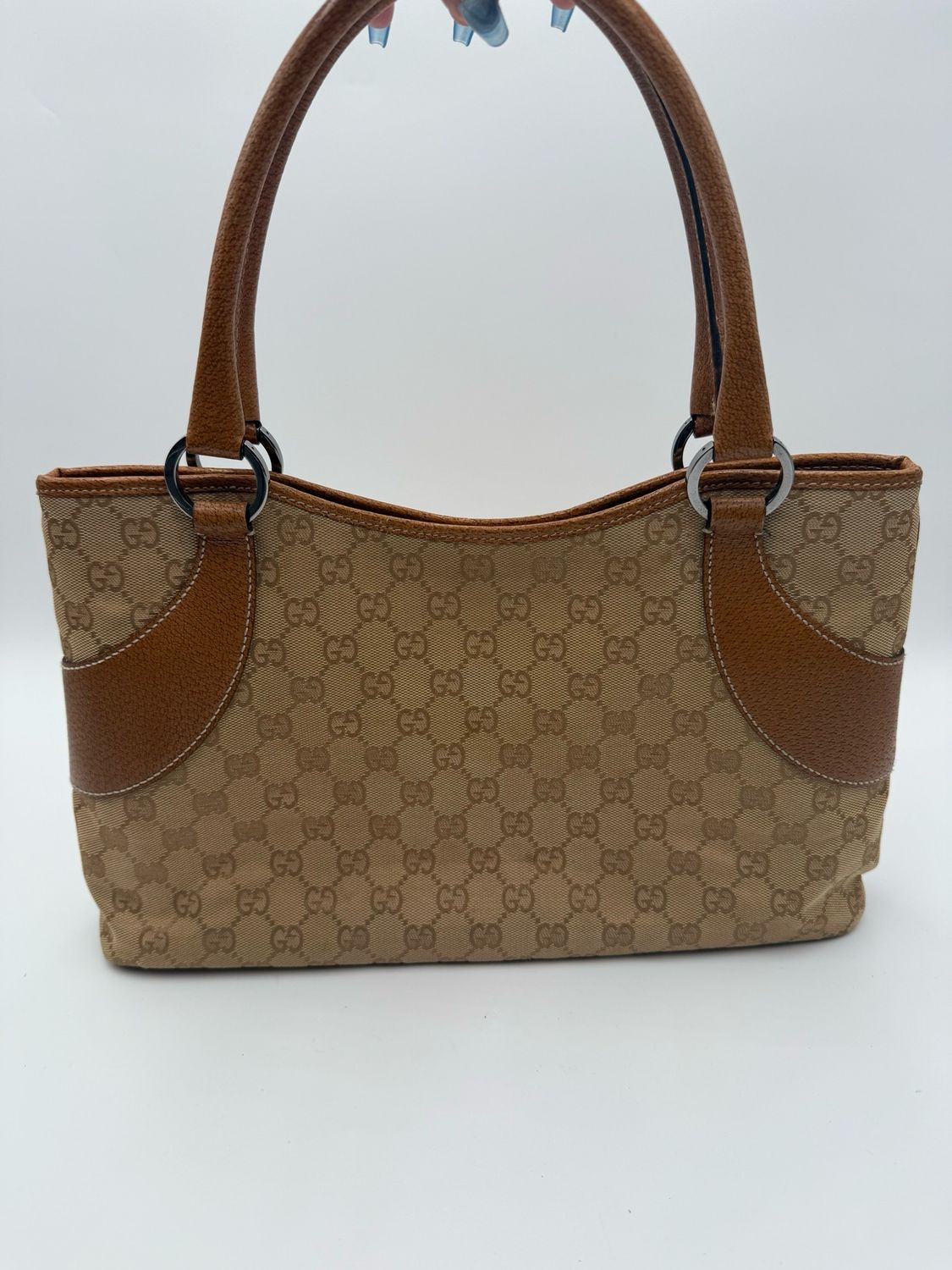 Gucci Monogram Canvas Medium Shoulder Bag Brown
