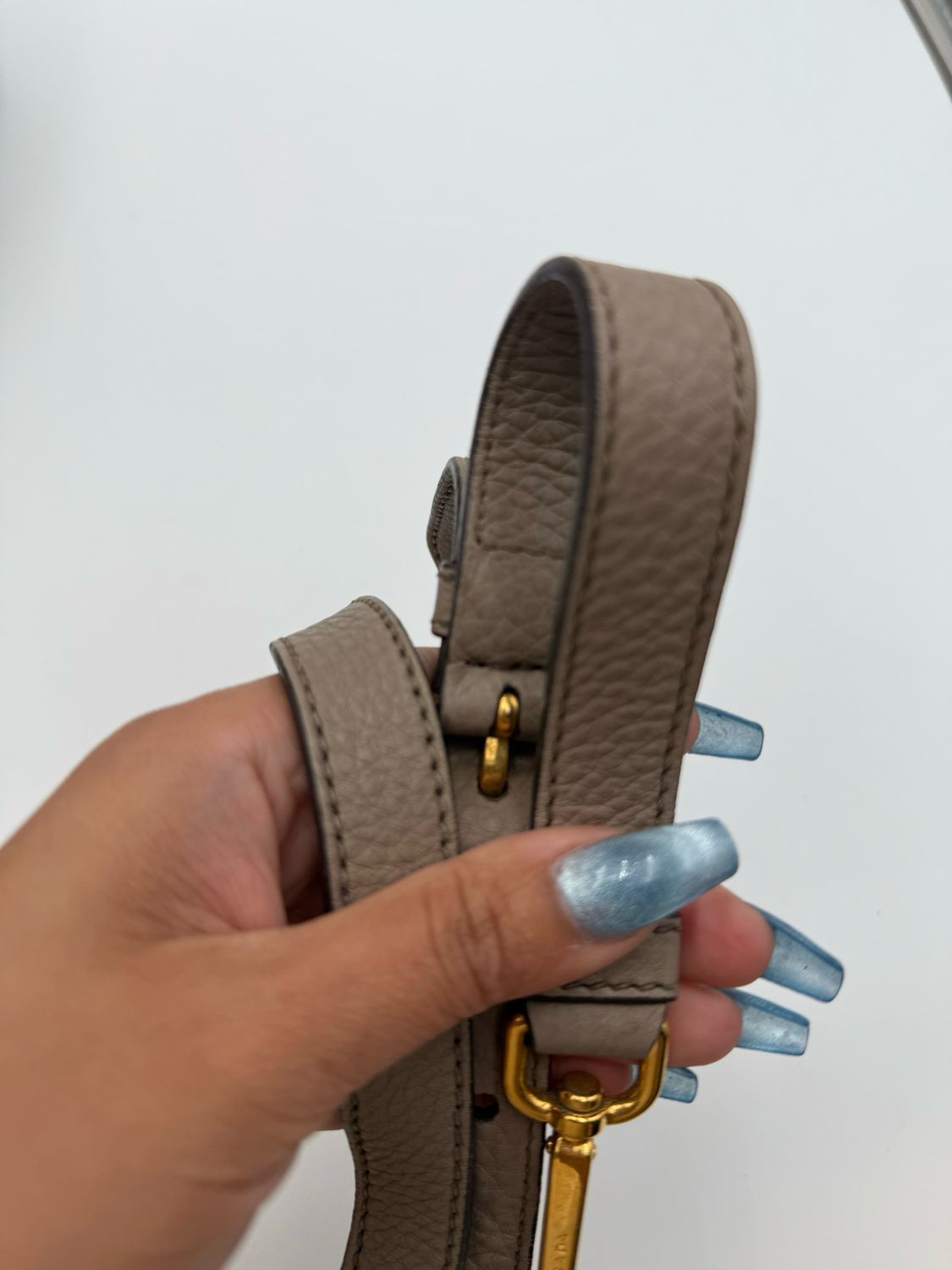 Prada Vitello Daino Convertible Shopper Tote Grey Crossbody